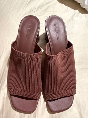 Everlane Brown Knit Slide Mules